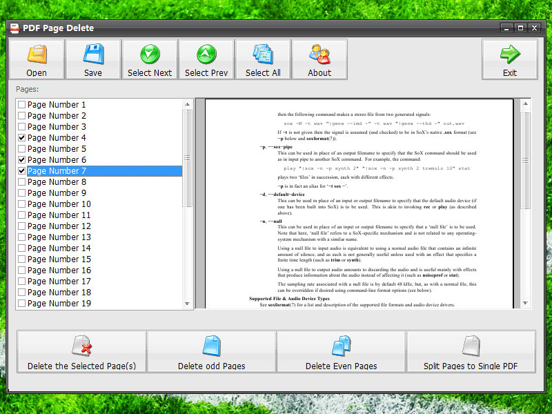 Delete pages from PDF fast and easily.