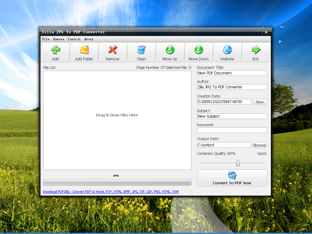 Click to view Zilla JPG To PDF Converter 6.5 screenshot