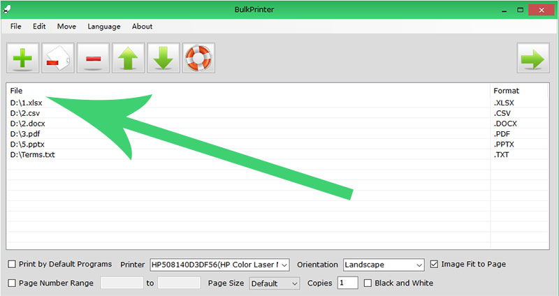 Documents MSWord imprimés en vrac avec BulkPrinter : Ajout de fichiers à l'impression en vrac