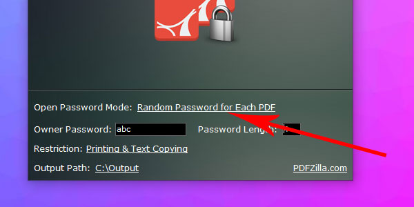 Random password for each PDF